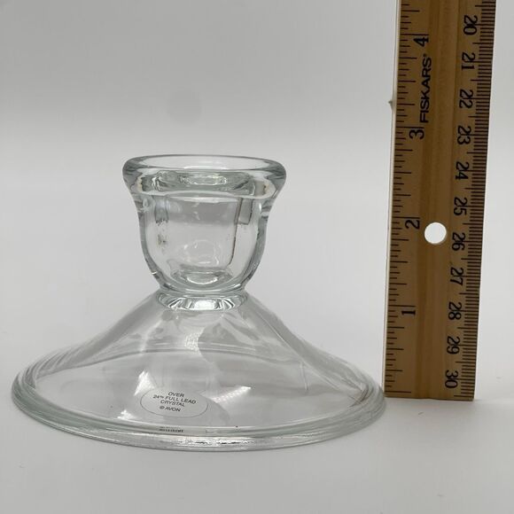 AVON Lot Set of 4 Lead Crystal Wine Goblet Glass Bell Candlestick Holders Footed - Picture 15 of 16